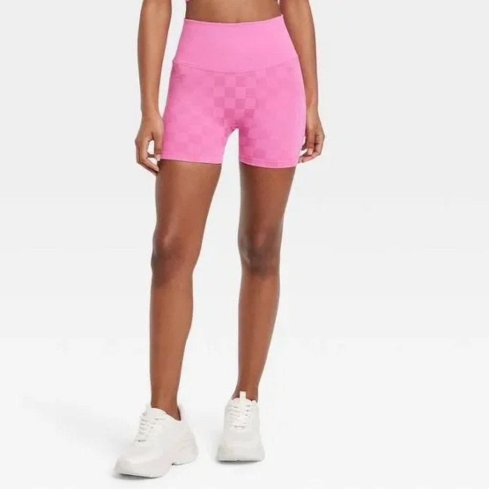 JoyLab Berry Pink Seamless Jacquard Bike Shorts NWT Size Medium